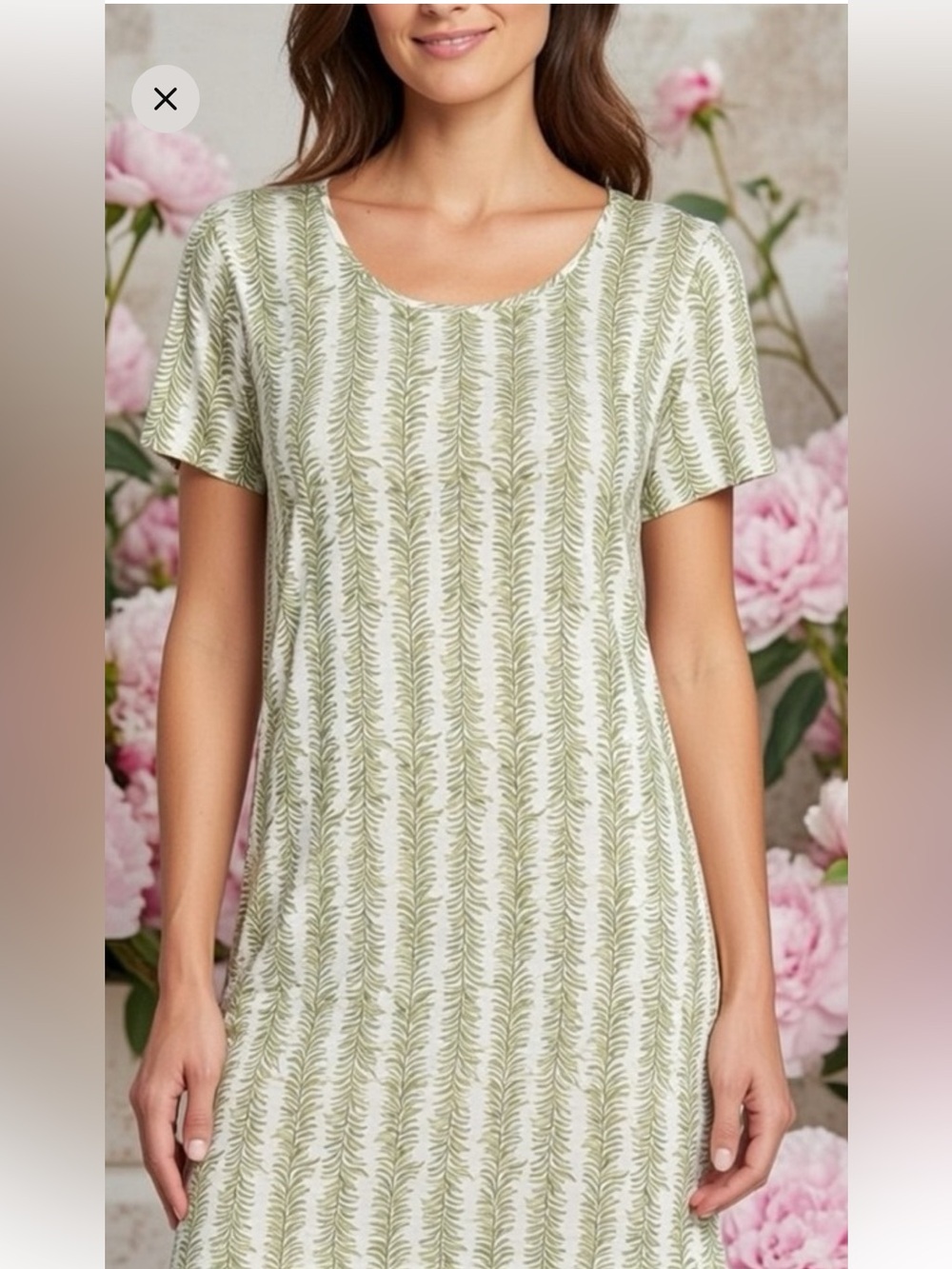 Soma Cool Nights Sleepshirt  size M 
Green leaf pattern,  short sleeve